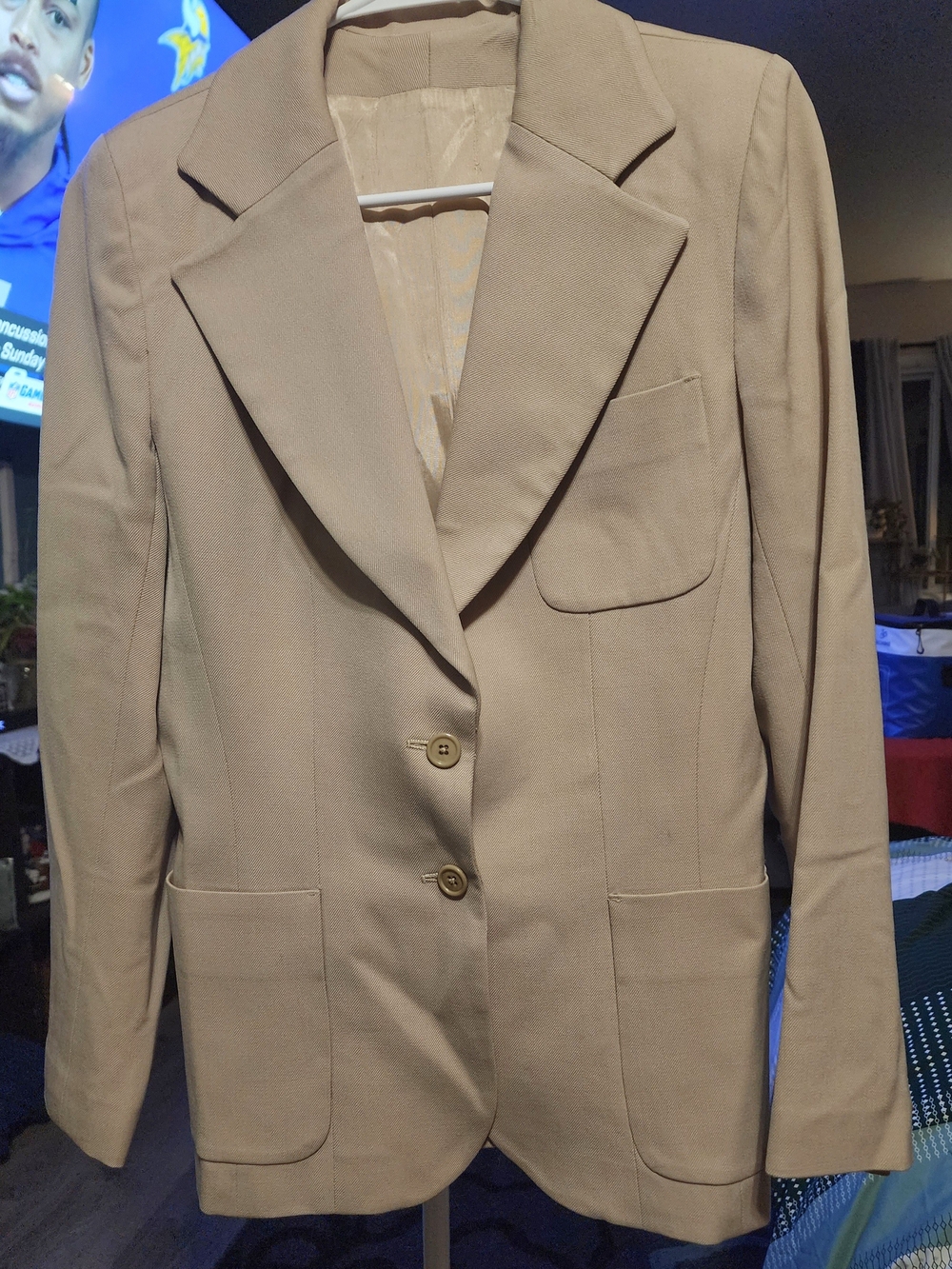 Classic Women's Tan Blazer Jacket Sz Med? 100% Wool